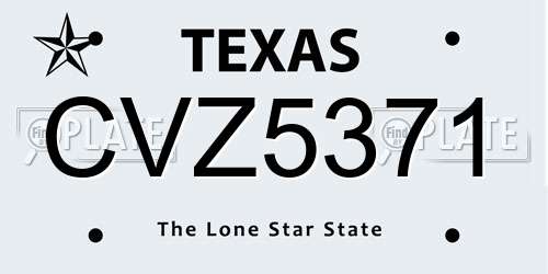CVZ5371 Texas License Plate
