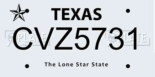 CVZ5731 Texas License Plate