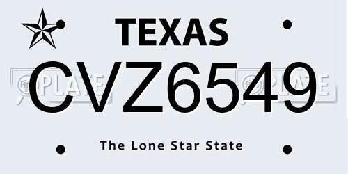 CVZ6549 Texas License Plate