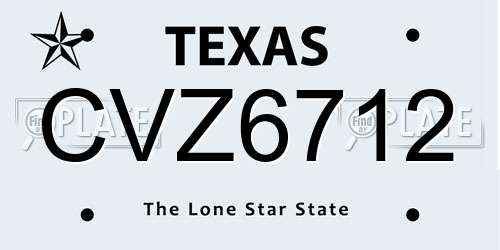 CVZ6712 Texas License Plate