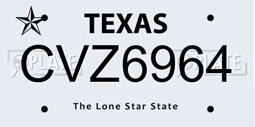 CVZ6964 Texas License Plate