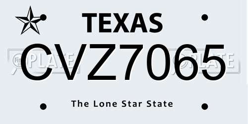 CVZ7065 Texas License Plate