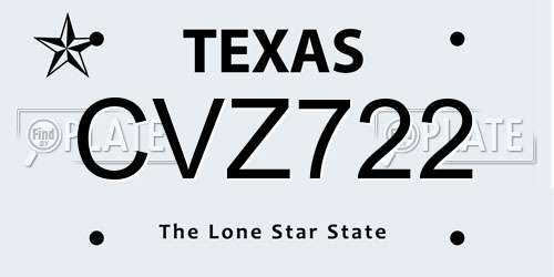CVZ722 Texas License Plate