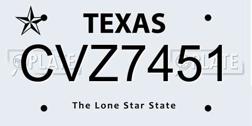 CVZ7451 Texas License Plate
