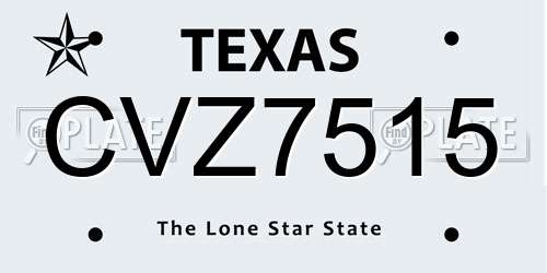 CVZ7515 Texas License Plate