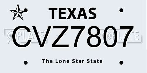 CVZ7807 Texas License Plate