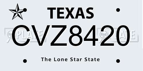 CVZ8420 Texas License Plate