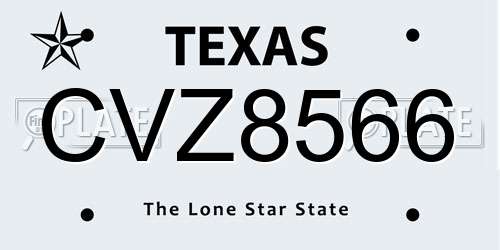 CVZ8566 Texas License Plate