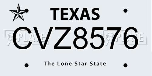 CVZ8576 Texas License Plate