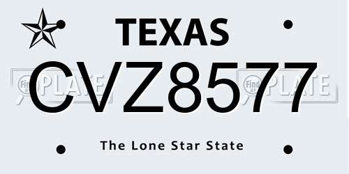 CVZ8577 Texas License Plate