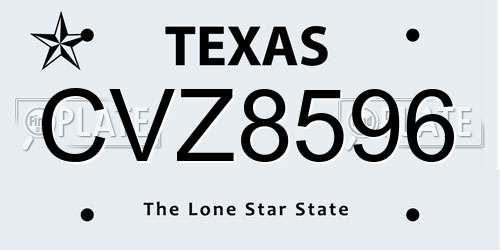 CVZ8596 Texas License Plate