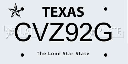CVZ92G Texas License Plate