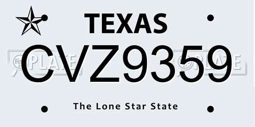 CVZ9359 Texas License Plate