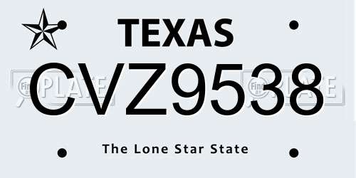 CVZ9538 Texas License Plate
