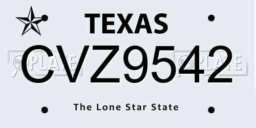 CVZ9542 Texas License Plate