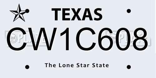 CW1C608 Texas License Plate