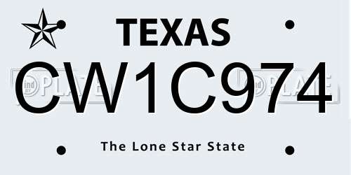 CW1C974 Texas License Plate