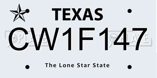 CW1F147 Texas License Plate
