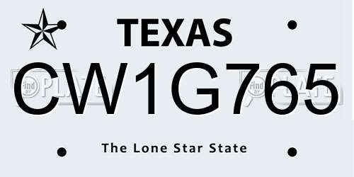 CW1G765 Texas License Plate
