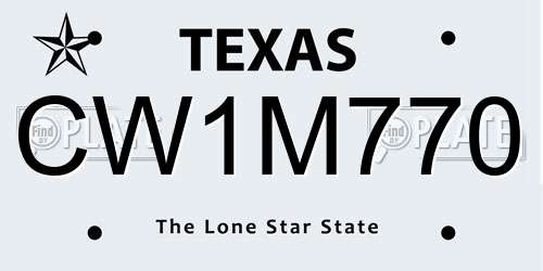 CW1M770 Texas License Plate