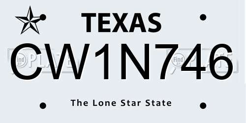 CW1N746 Texas License Plate