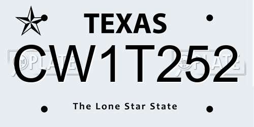 CW1T252 Texas License Plate