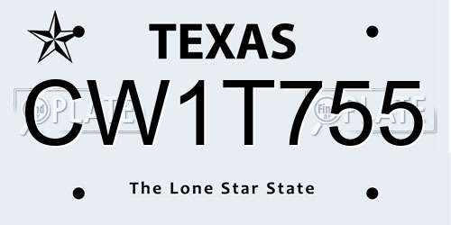 CW1T755 Texas License Plate