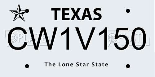 CW1V150 Texas License Plate