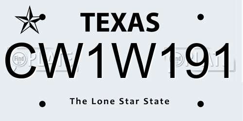 CW1W191 Texas License Plate