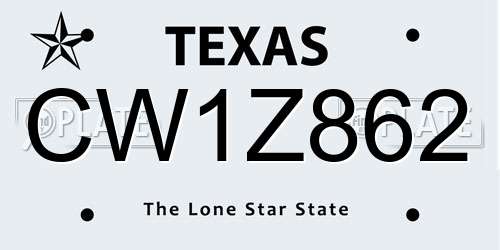 CW1Z862 Texas License Plate