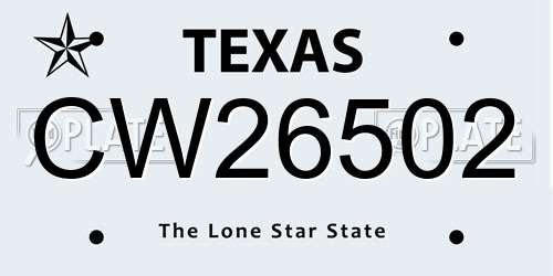 CW26502 Texas License Plate