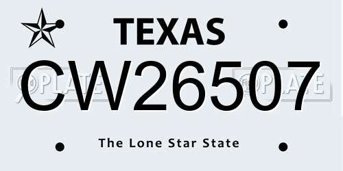 CW26507 Texas License Plate