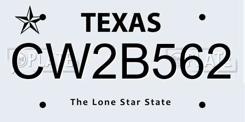 CW2B562 Texas License Plate