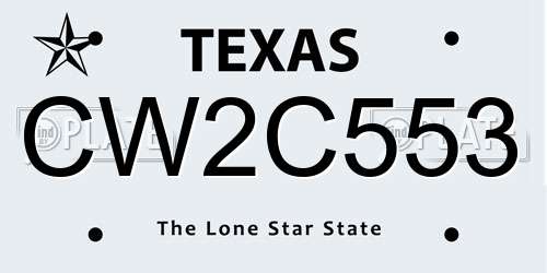 CW2C553 Texas License Plate
