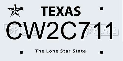CW2C711 Texas License Plate