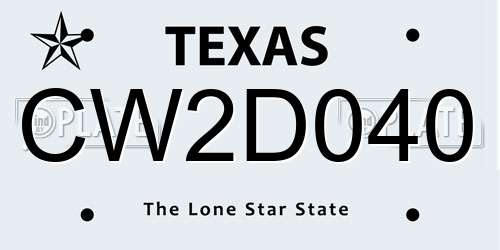 CW2D040 Texas License Plate