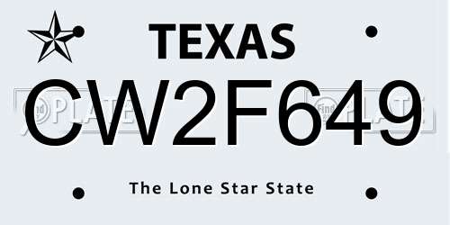 CW2F649 Texas License Plate