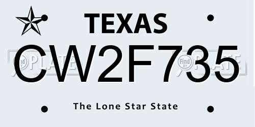 CW2F735 Texas License Plate