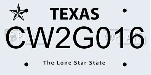 CW2G016 Texas License Plate
