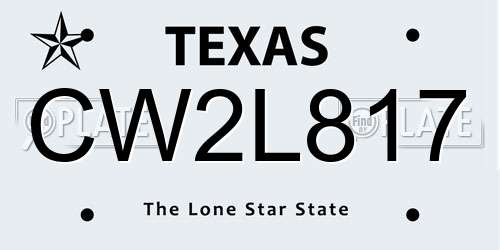 CW2L817 Texas License Plate