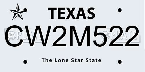 CW2M522 Texas License Plate