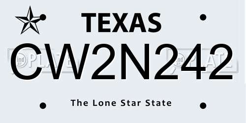 CW2N242 Texas License Plate