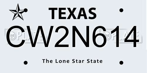 CW2N614 Texas License Plate