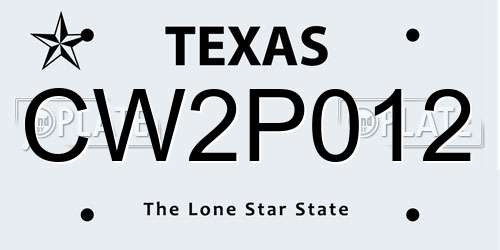 CW2P012 Texas License Plate