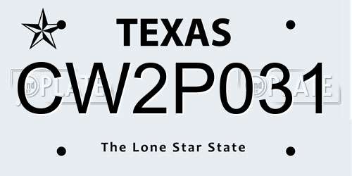 CW2P031 Texas License Plate