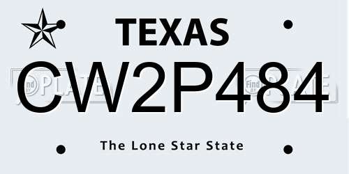 CW2P484 Texas License Plate