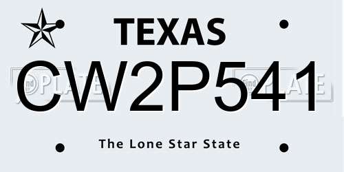 CW2P541 Texas License Plate
