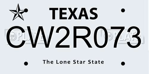 CW2R073 Texas License Plate