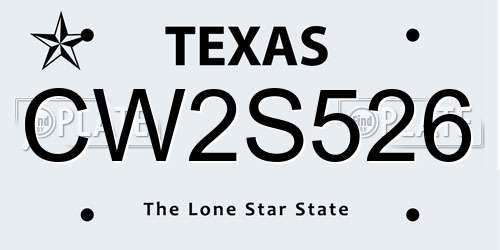 CW2S526 Texas License Plate