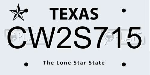 CW2S715 Texas License Plate